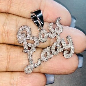 REAL diamond BOSS LADY Pendant Charm NOT CZ Free posh authenticate service incl.